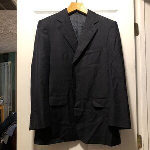 ERMENEGILDO ZEGNA MEN'S NAVY 100%WOOL PLAID SPORT COAT JACKET BLAZER SIZE: 40